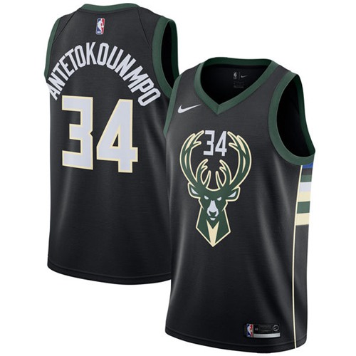 Men Nike Milwaukee Bucks #34 Giannis Antetokounmpo Black NBA Swingman Statement Edition Jersey->milwaukee bucks->NBA Jersey